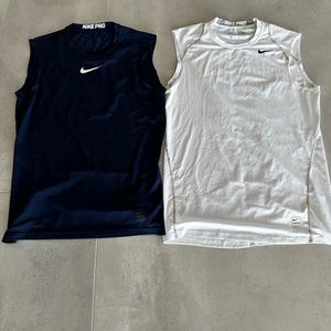 Lot of 2 Nike Pro Fancy Gym Athletic Shirts Size Medium Jordan Dri-Fit